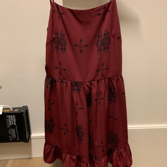 ILLA ILLA Dresses & Skirts - Illa Illa Maroon  Aztec Romper Spaghetti straps